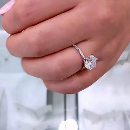 1.60TCW round solitaire lab grown diamond ring, pavé accented setting, IGI certified bridal wedding ring, elegant promise jewelry