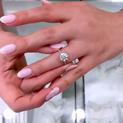 1.60TCW Round Lab Grown Diamond Engagement Ring | Pavé Solitaire with Accents | IGI Certified 