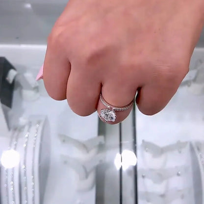 1.60TCW Round Lab Grown Diamond Engagement Ring | Pavé Solitaire with Accents | IGI Certified 