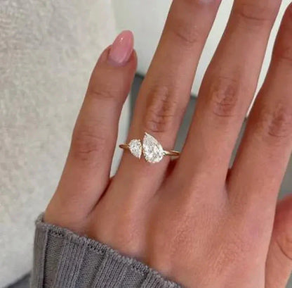 1.65 CT Double Pear Lab Grown Diamond Engagement Ring | Toi Et Moi Ring | IGI Certified 