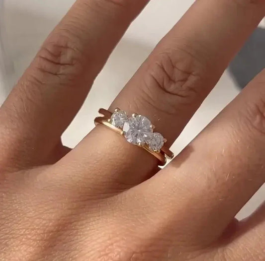 1.70 TCW round lab grown diamond ring, three stone engagement ring, IGI certified bridal jewelry, wedding ring, luxury promise ring