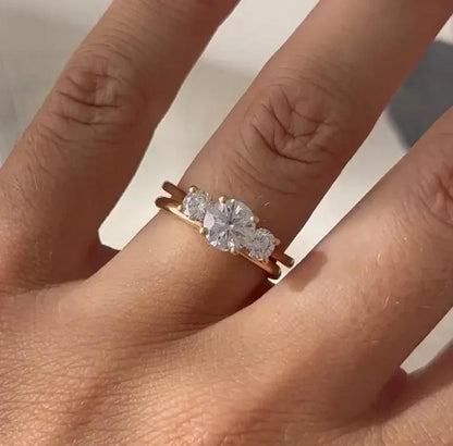 1.70 TCW Round Lab Grown Diamond Engagement Ring | Three Stone Ring | IGI Certified 