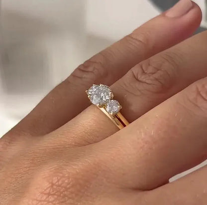 1.70 TCW Round Lab Grown Diamond Engagement Ring | Three Stone Ring | IGI Certified 