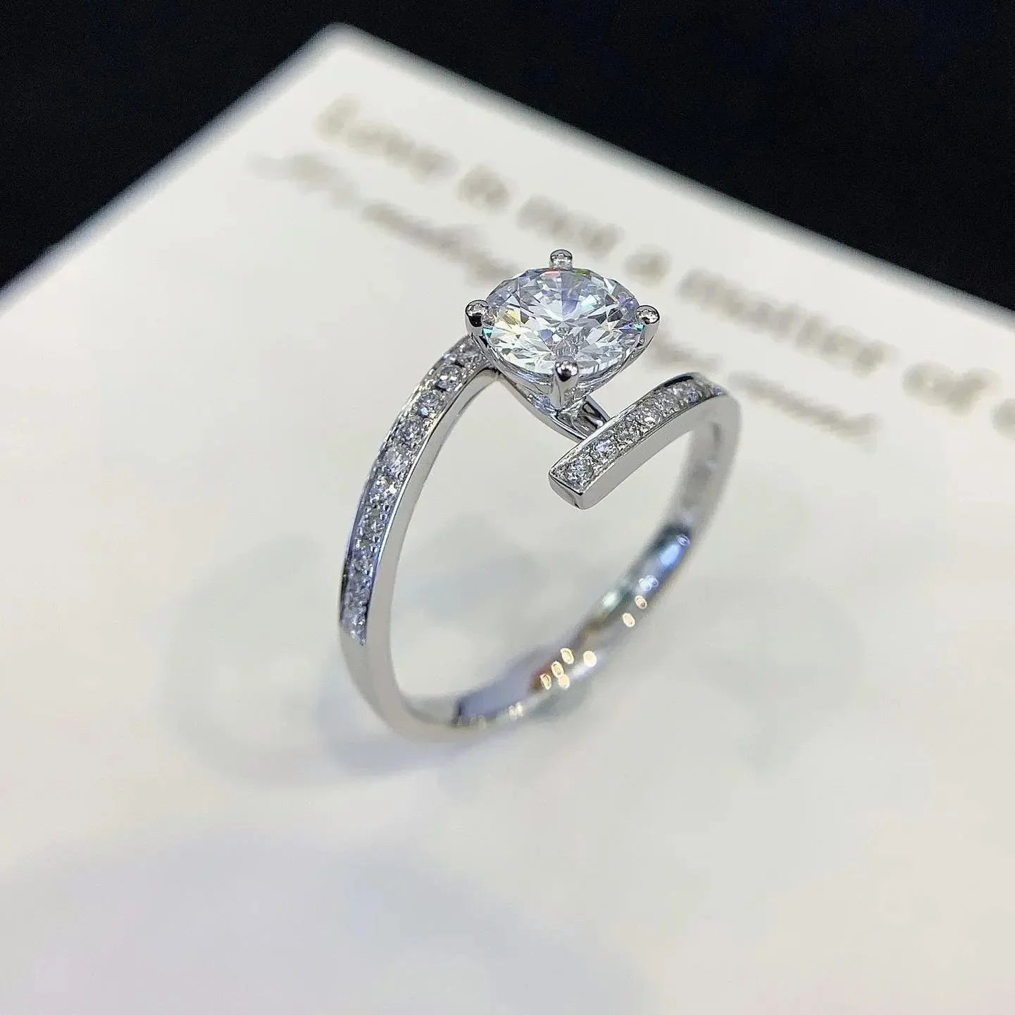 1.70TCW Round Lab Grown Diamond Engagement Ring | Bypass Solitaire Setting with 1.50ct Center | IGI Certified 