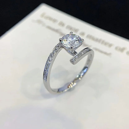 1.70TCW Round Lab Grown Diamond Engagement Ring | Bypass Solitaire Setting with 1.50ct Center | IGI Certified 