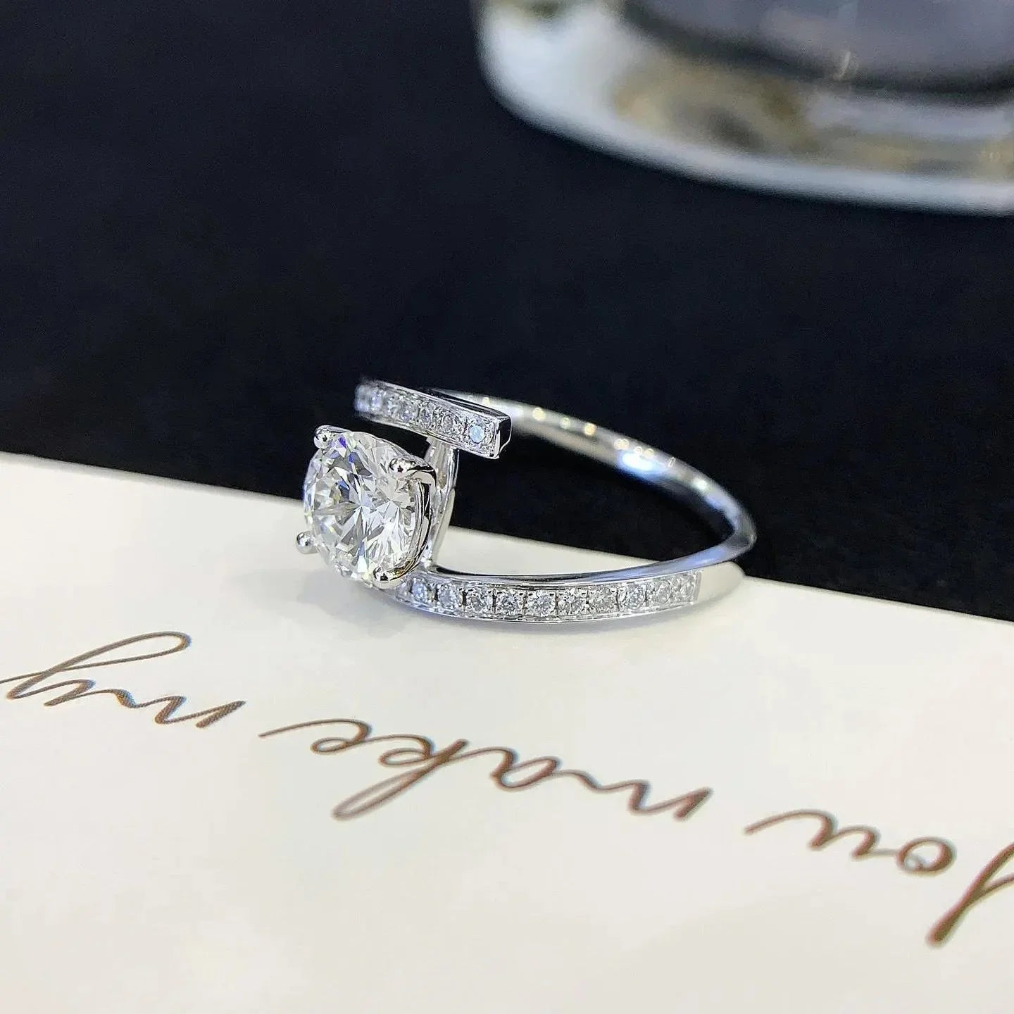 1.70TCW Round Lab Grown Diamond Engagement Ring | Bypass Solitaire Setting with 1.50ct Center | IGI Certified 