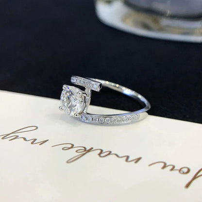 1.70TCW Round Lab Grown Diamond Engagement Ring | Bypass Solitaire Setting with 1.50ct Center | IGI Certified 