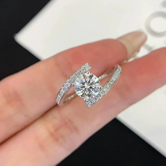 1.70TCW round lab grown diamond engagement ring, bypass solitaire setting, 1.50ct center diamond, IGI certified bridal jewelry for women