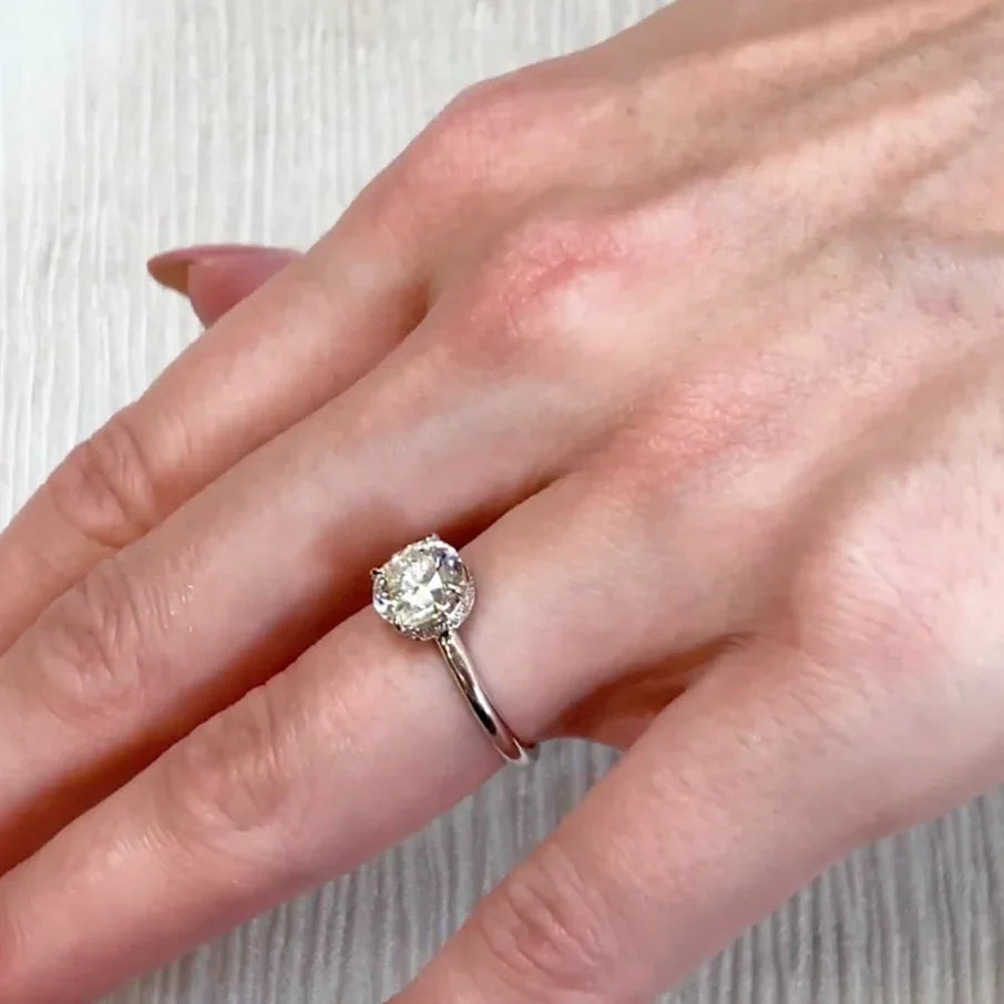 1.70TCW hidden halo solitaire lab grown diamond ring, round engagement ring, ethical bridal jewelry, luxury wedding ring for women
