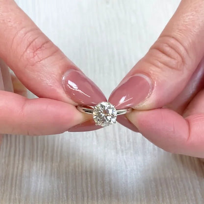 IGI certified round cut lab grown diamond engagement ring, hidden halo solitaire setting, bridal jewelry, anniversary gift for women