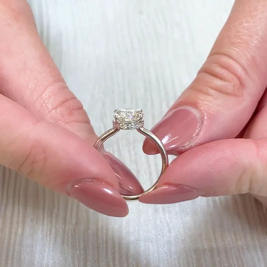 1.70TCW Round Lab Grown Diamond Engagement Ring | Hidden Halo Solitaire with 1.50ct Center | IGI Certified 