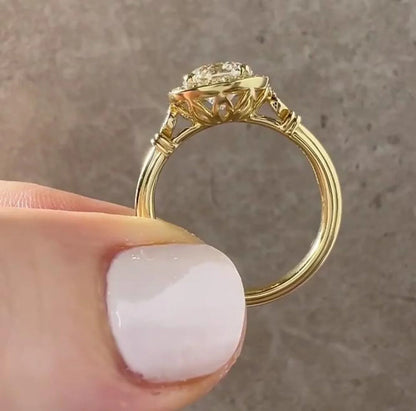 Round cut lab grown diamond engagement ring, antique inspired bridal ring, IGI certified jewelry, vintage wedding ring, sustainable luxury gift