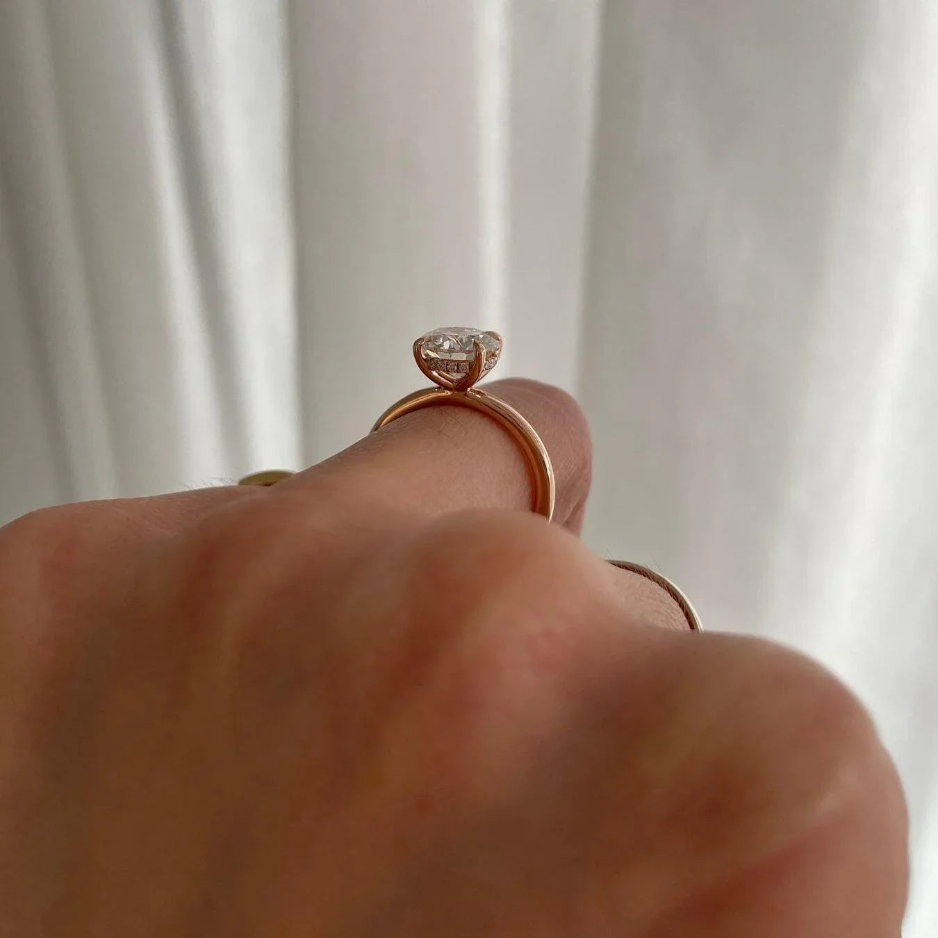 Hidden halo round lab grown diamond ring, IGI certified engagement ring, solitaire bridal jewelry, sustainable wedding band, promise ring
