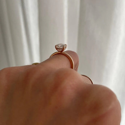 Hidden halo round lab grown diamond ring, IGI certified engagement ring, solitaire bridal jewelry, sustainable wedding band, promise ring