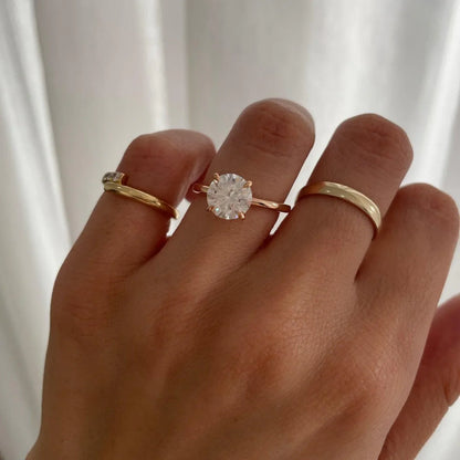 1.70 CT Round Lab Grown Diamond Engagement Ring | Hidden Halo Solitaire Ring | IGI Certified 