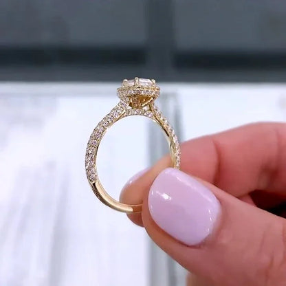 1.80TCW Emerald Lab Grown Diamond Engagement Ring | Cathedral Halo Pavé Setting | IGI Certified 