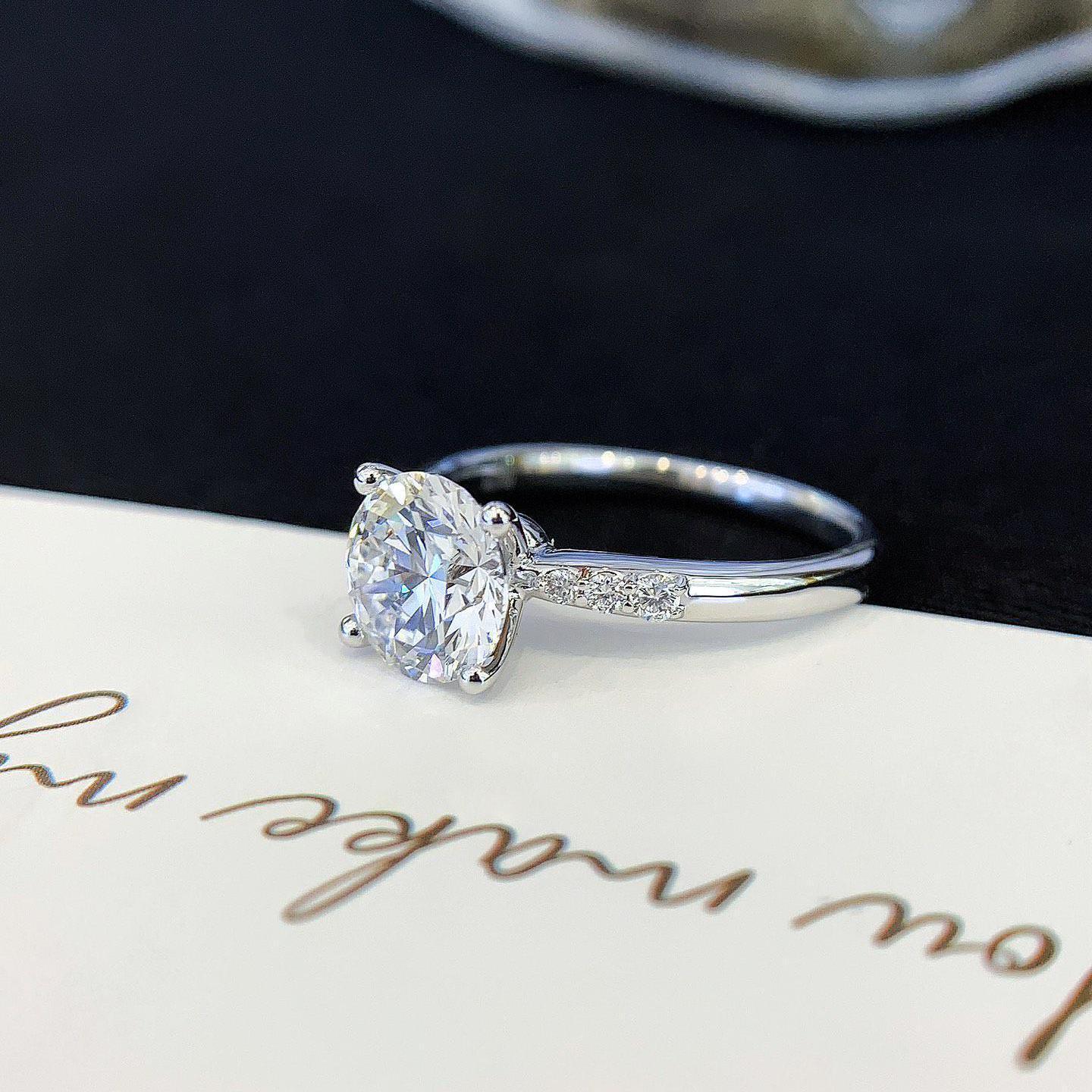 1.80TCW Round Lab Grown Diamond Engagement Ring | Solitaire Pavé Setting with 1.70ct Center | IGI Certified 
