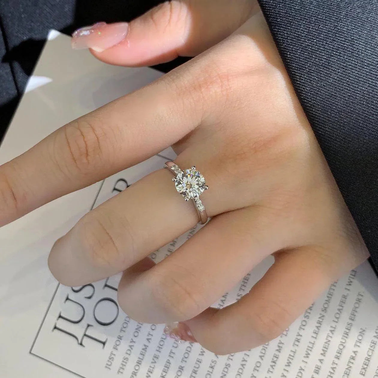 1.80TCW Round Lab Grown Diamond Engagement Ring | Solitaire Pavé Setting with 1.70ct Center | IGI Certified 
