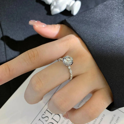 Round brilliant lab grown diamond ring, unique 6-prong setting, IGI certified wedding ring, fine bridal jewelry for women