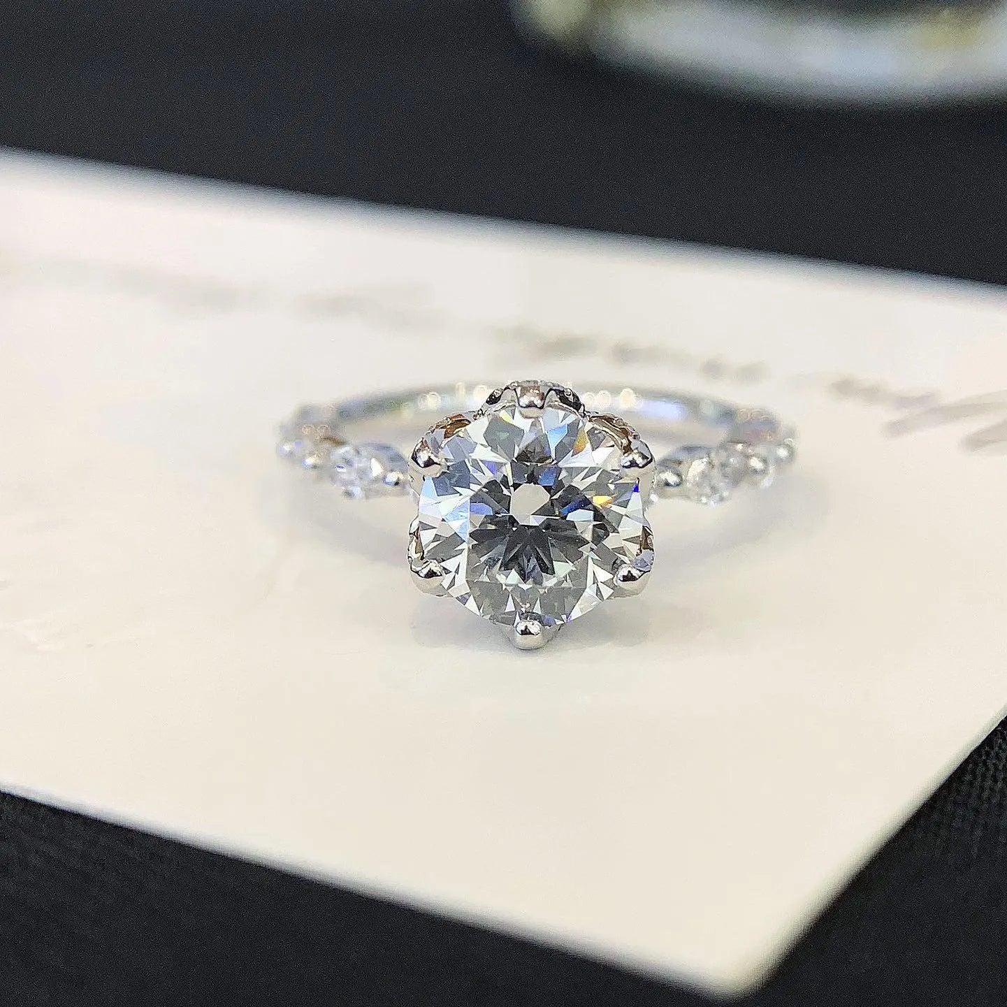 1.80TCW Round Lab Grown Diamond Engagement Ring | Unique 6-Prong Setting | IGI Certified 