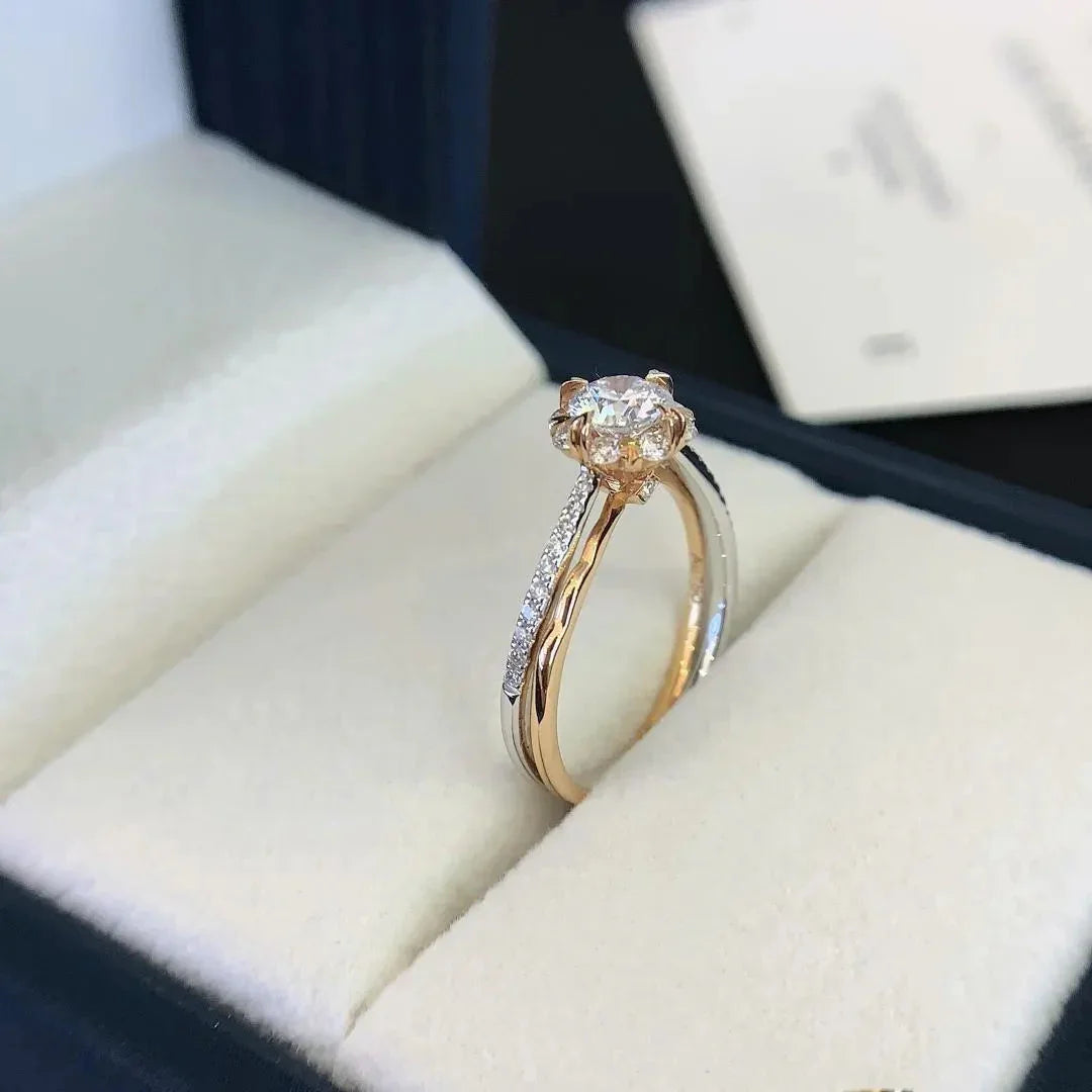 1.85TCW Round Lab Grown Diamond Engagement Ring | Double Wave Band Setting | IGI Certified 