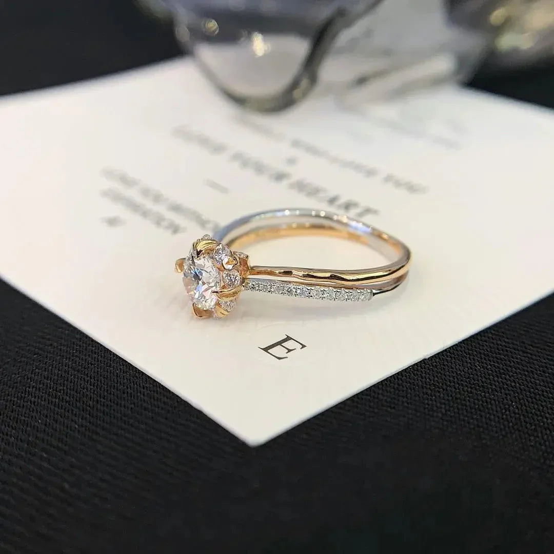 1.85TCW Round Lab Grown Diamond Engagement Ring | Double Wave Band Setting | IGI Certified 