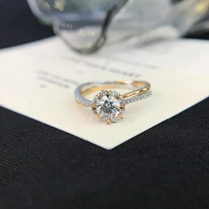 1.85TCW Round Lab Grown Diamond Engagement Ring | Double Wave Band Setting | IGI Certified 