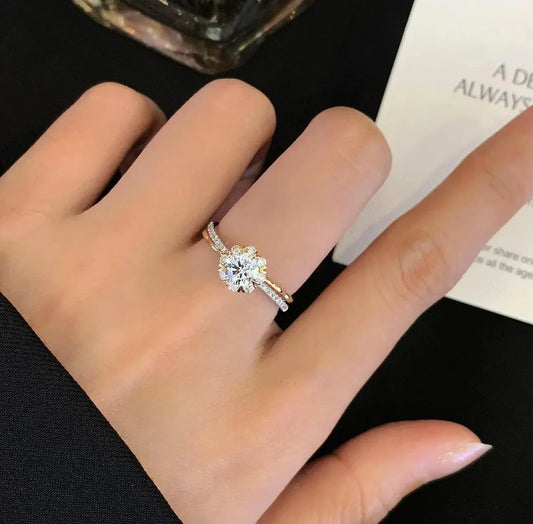 Round lab grown diamond engagement ring, double wave band setting, IGI certified bridal jewelry, luxury wedding ring for women