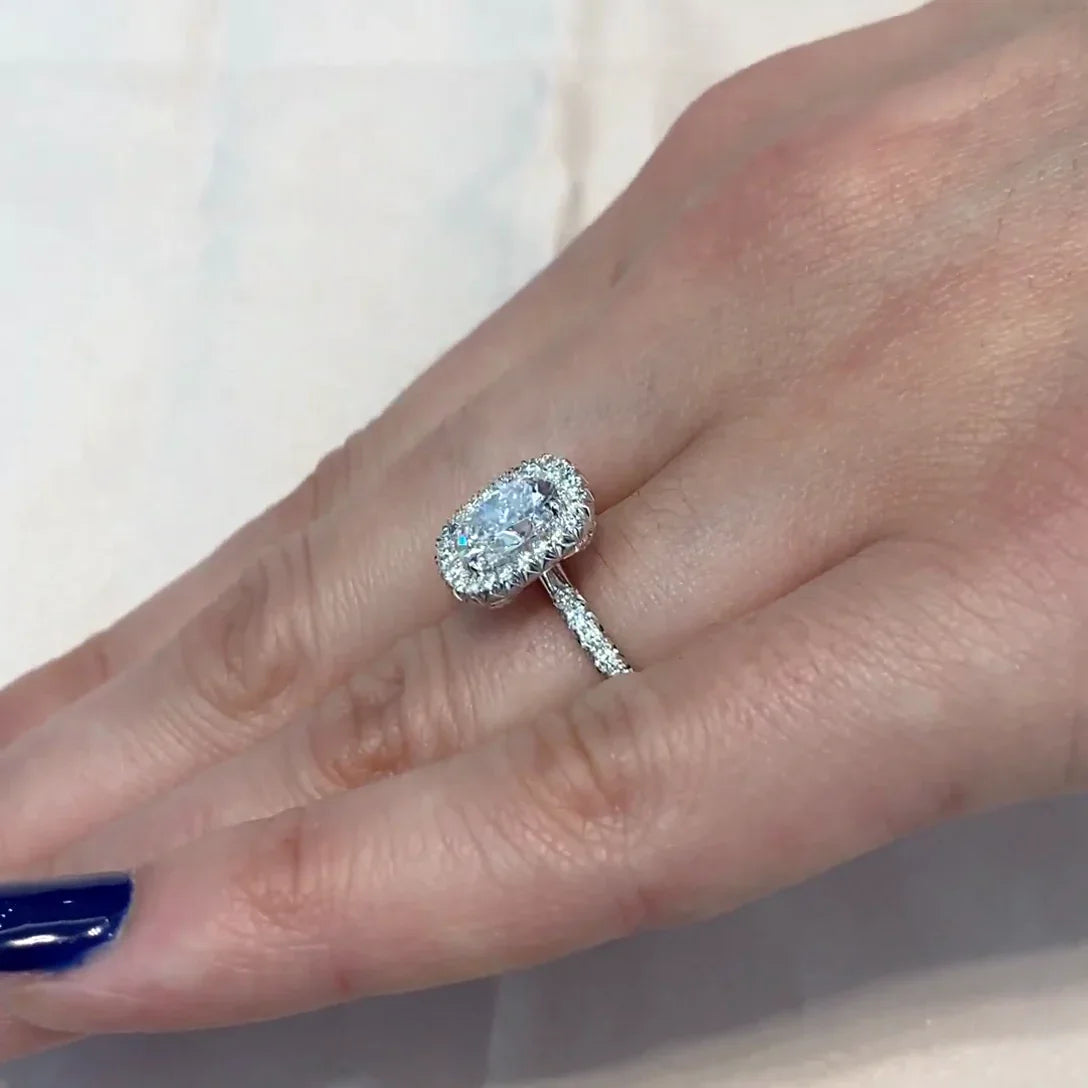 1.90 TCW Elegant Cushion Lab Grown Diamond Engagement Ring | Halo Ring | White Gold | IGI Certified 