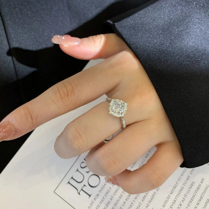 Cushion halo lab grown diamond ring, cathedral setting engagement ring, IGI certified wedding jewelry, anniversary gift for women