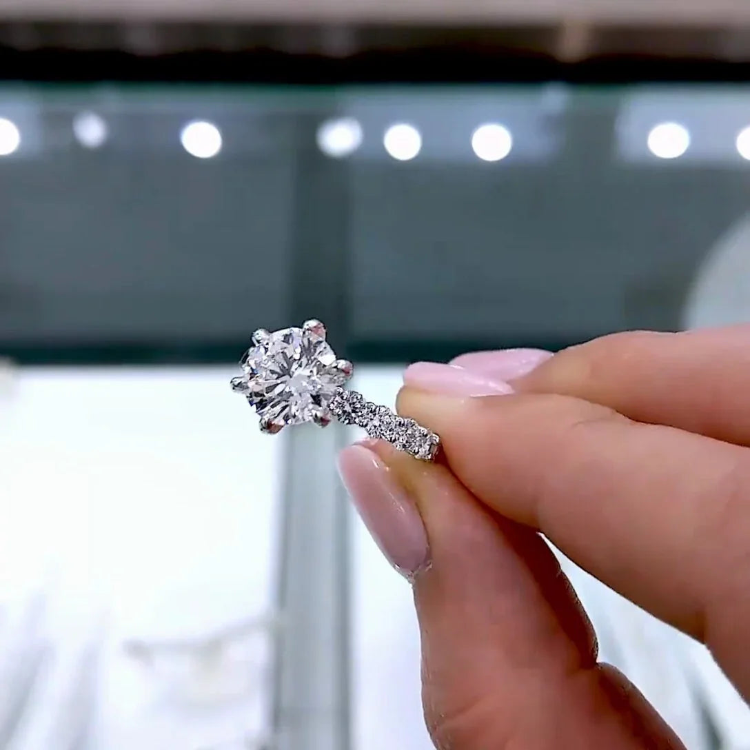 IGI certified round cut lab grown diamond engagement ring, 11.50 CT pavé setting, luxury bridal ring, anniversary gift, fine jewelry