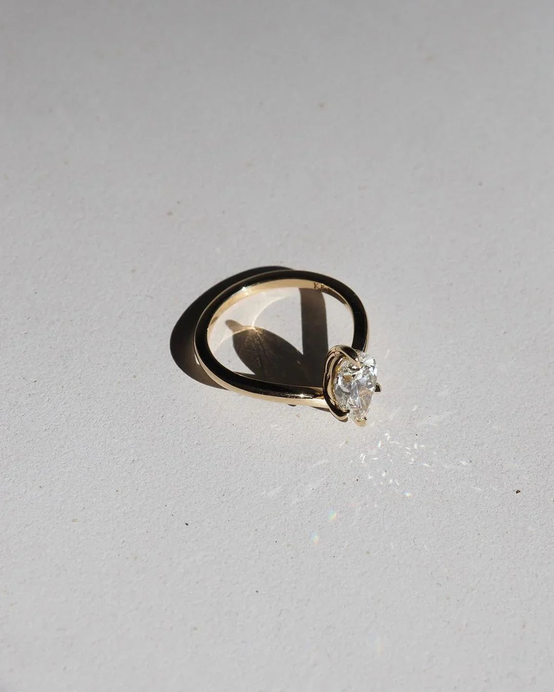 Pear cut lab grown diamond engagement ring, 1ct floating solitaire ring, minimalist bridal jewelry, promise gift, wedding ring for women