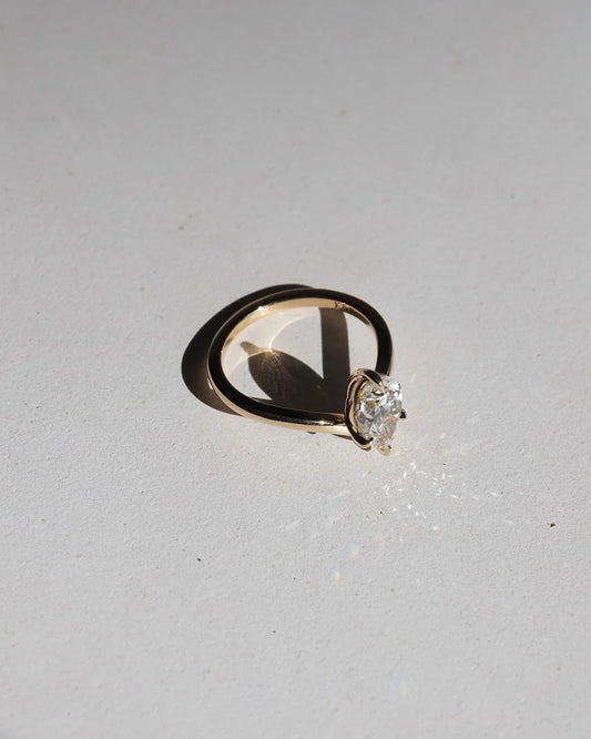 Pear cut lab grown diamond engagement ring, 1ct floating solitaire ring, minimalist bridal jewelry, promise gift, wedding ring for women