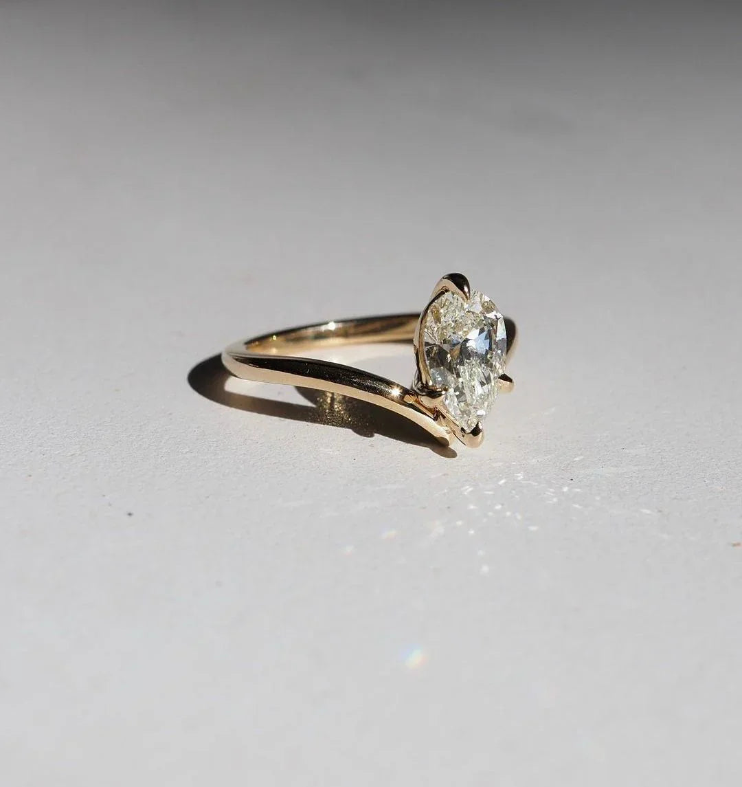 Floating pear cut diamond ring, 1ct lab grown engagement ring, minimalist bridal jewelry, wedding gift, promise ring for women
