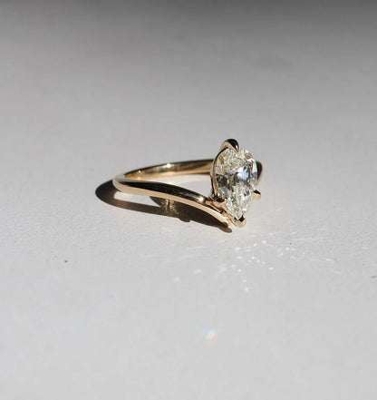Floating pear cut diamond ring, 1ct lab grown engagement ring, minimalist bridal jewelry, wedding gift, promise ring for women