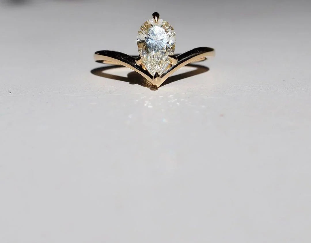 Minimalist pear cut lab grown diamond ring, 1ct floating solitaire engagement ring, elegant promise jewelry, bridal gift for her