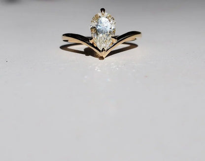 Minimalist pear cut lab grown diamond ring, 1ct floating solitaire engagement ring, elegant promise jewelry, bridal gift for her
