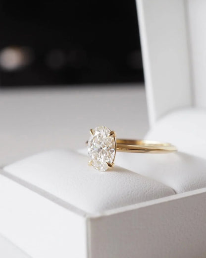 Oval cut lab created diamond engagement ring, 1ct solitaire bridal ring, anniversary gift for wife, elegant wedding jewelry for women