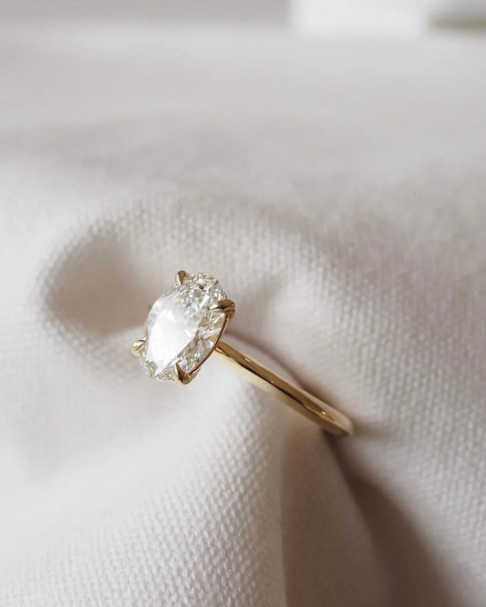 1ct oval cut lab grown diamond ring, single stone engagement ring, luxury wedding ring, anniversary gift, birthday jewelry for wife