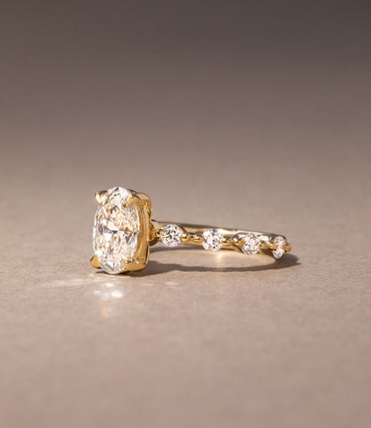 2.5ct Oval Cut Lab Grown Diamond With Veronica Setting Petite Claws Ring Designer gold ring set with high-quality diamonds, perfect for gifting.  Beautifully crafted diamond and gold ring, blending tradition with contemporary style. Diamond Ring Women Engagement Ring Finger For Her Finger Ring Gold Ring Bluestone Ring Diamond Ring Price Gold Ring Price