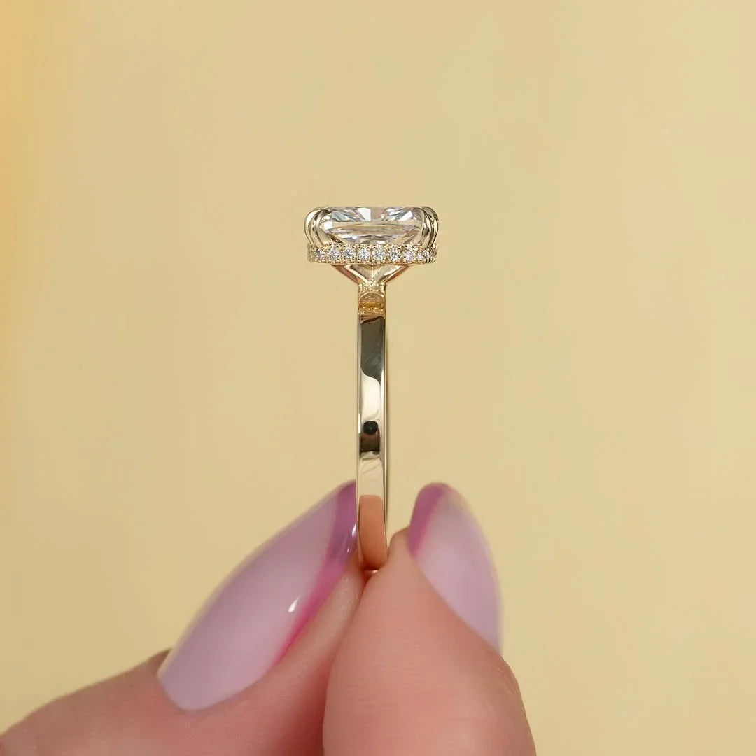 2.00 CT Cushion Cut Lab Grown Diamond Engagement Ring | Hidden Halo | IGI Certified 