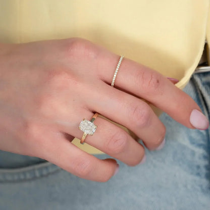 2.00 CT Cushion Lab Grown Diamond Engagement Ring | Hidden Halo | IGI Certified 