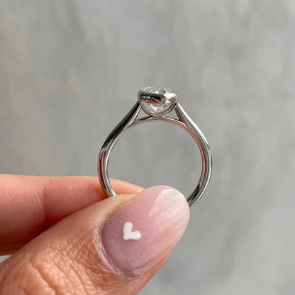 2.00 CT Elegant Oval Lab Grown Diamond Engagement Ring | Bezel Set Cathedral Ring | IGI Certified 
