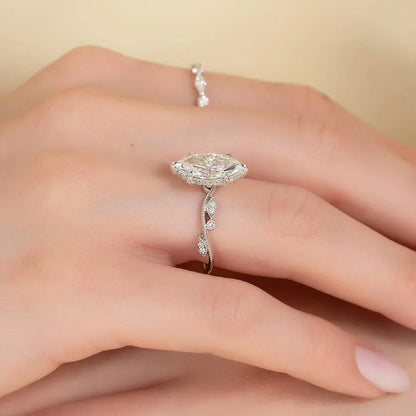 2.00 CT marquise cut lab grown diamond engagement ring IGI certified pave twisted band hidden halo bridal wedding ring fine jewelry elegant design