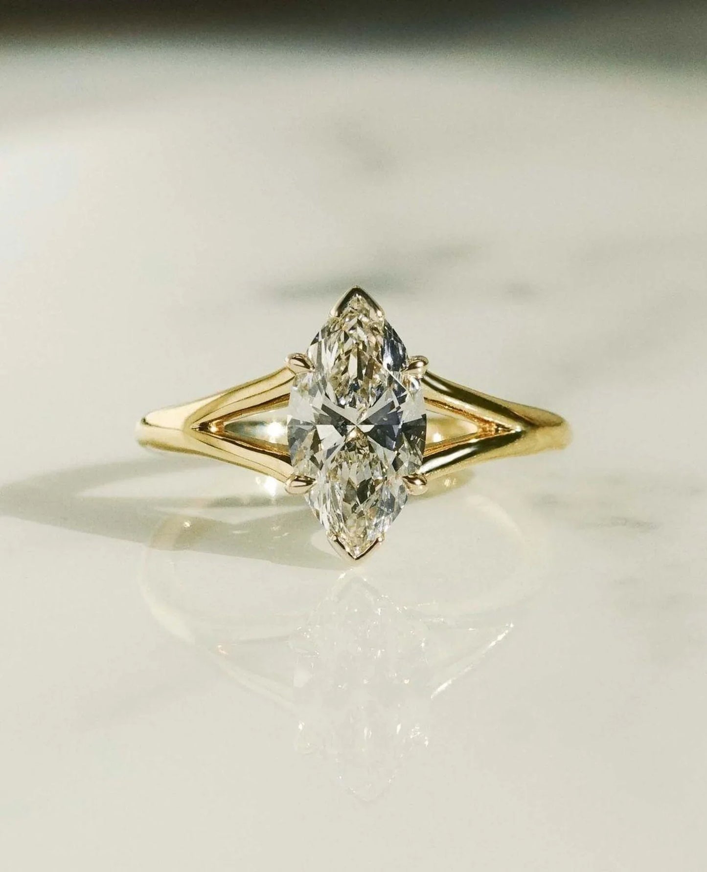 2.00ct marquise lab grown diamond engagement ring IGI certified classic solitaire bridal ring ethical sustainable proposal fine jewelry design
