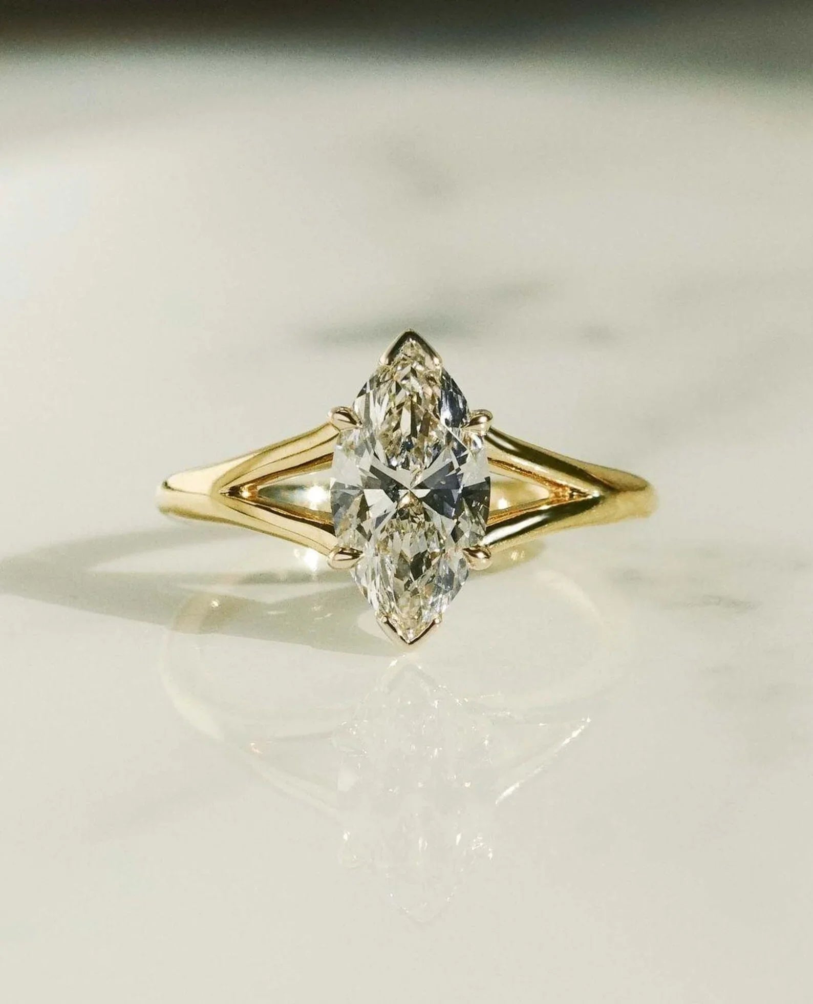 2.00ct marquise lab grown diamond engagement ring IGI certified classic solitaire bridal ring ethical sustainable proposal fine jewelry design
