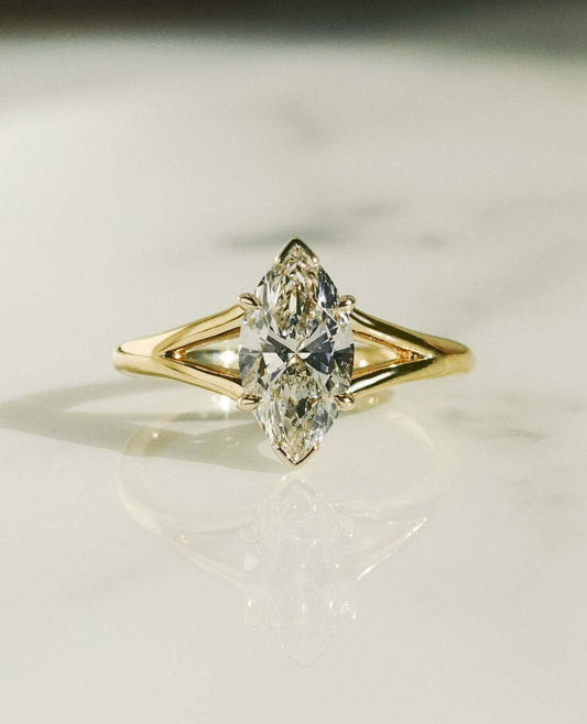 2.00 CT Marquise Lab Grown Diamond Engagement Ring | Classic Solitaire Ring | IGI Certified 