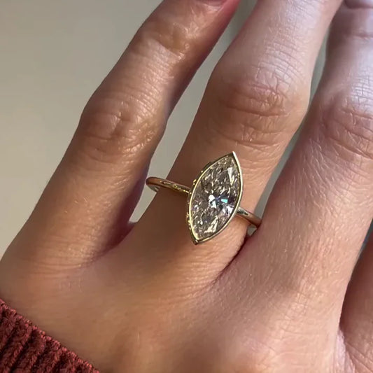 Marquise 2.00ct lab grown diamond engagement ring full bezel IGI certified ethical bridal ring sustainable proposal fine jewelry solitaire