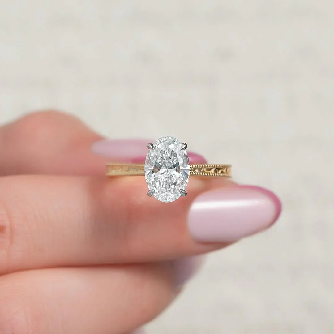 2.00ct oval cut lab grown diamond engagement ring hidden halo IGI certified bridal ring ethical sustainable luxury proposal jewelry fine wedding solitaire