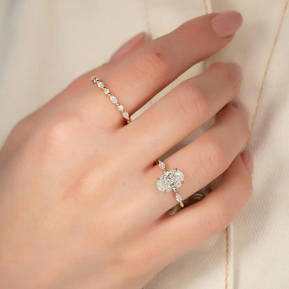 Oval 2.00ct lab grown diamond engagement ring side marquise accent stones IGI certified ethical sustainable bridal proposal ring fine jewelry solitaire
